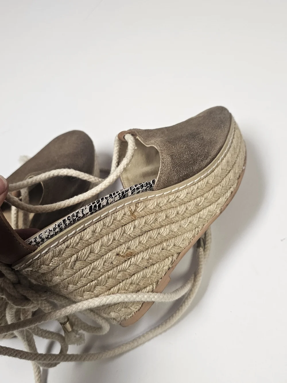 H&M Brown Suede Lace-Up Espadrille Flats